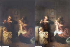 Before and after the painting conservation.