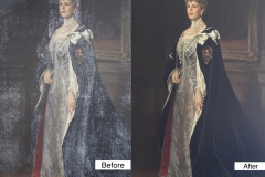 Before and after the painting conservation.  Queen’s College, Oxford