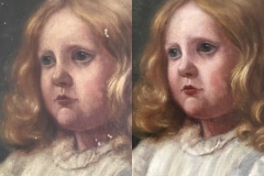Family portrait. Before and after the painting conservation.