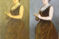 Before and after the painting conservation. Jewish Museum, Budapest, Hungary
